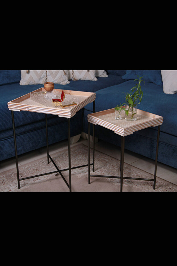 طقم طاولات قهوة جانبية متعددة الاستخدامات - 1