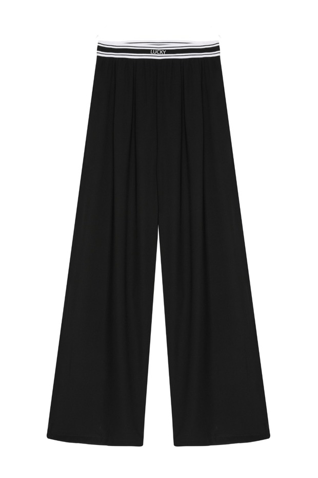 Elastic Waist Detailed Trousers Black