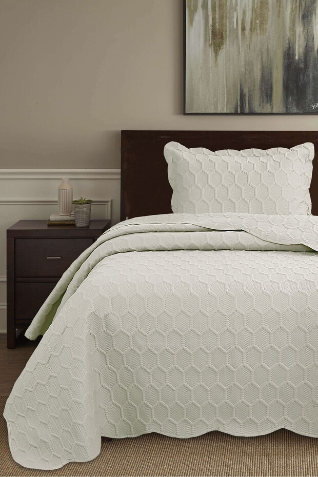 Honey Comb 3D Single Bedspread Set (2 Pieces) - 180X240 cm - with Pvc Bag