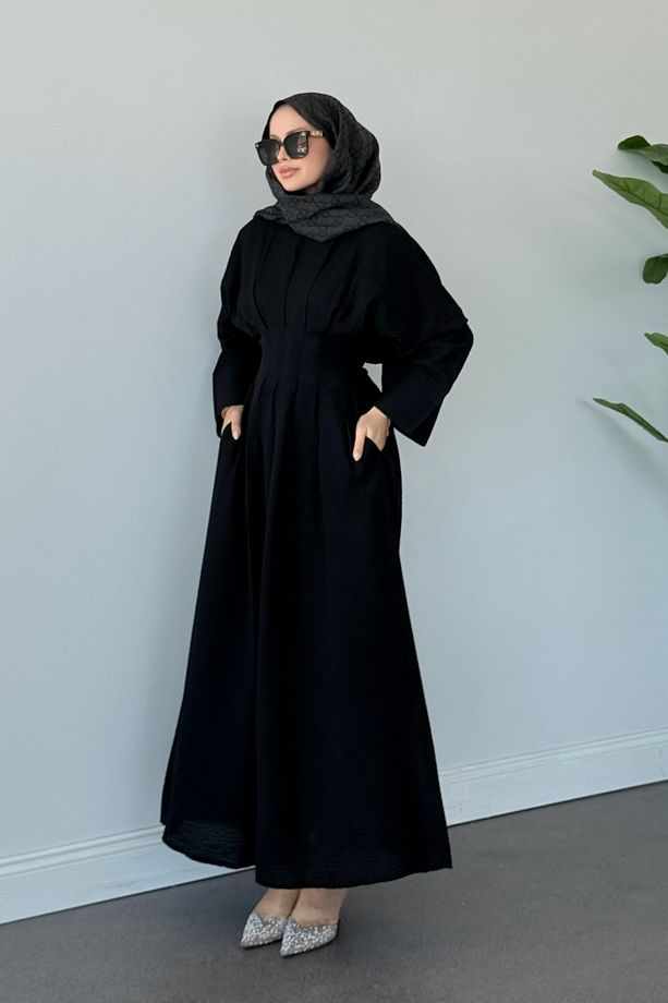 Eyfel Kuşaklı Elbise Siyah - 2
