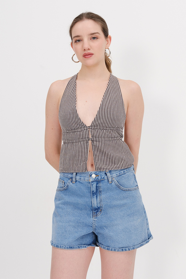 Halter Neck Gingham Bustier B17294 - 5