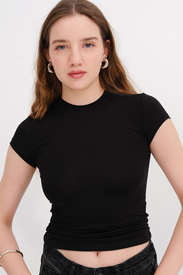 Bisiklet Yaka Modal Basic T-shirt P0365 - 2