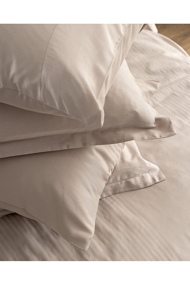 Reverie King Size Pamuklu Bambu Armürlü Nevresim Takımı - Taş - 6