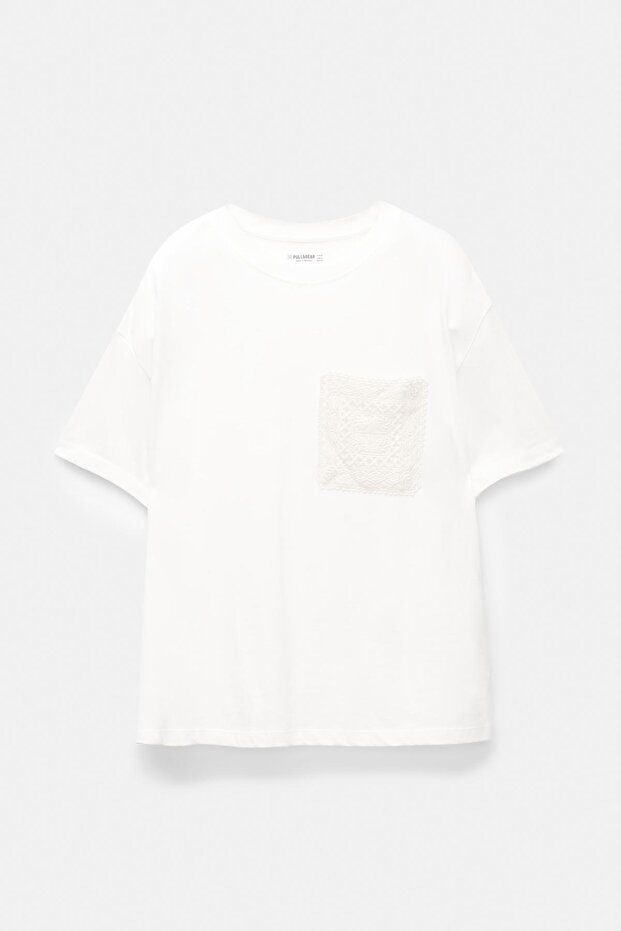 Kroşe cepli tişört - 5