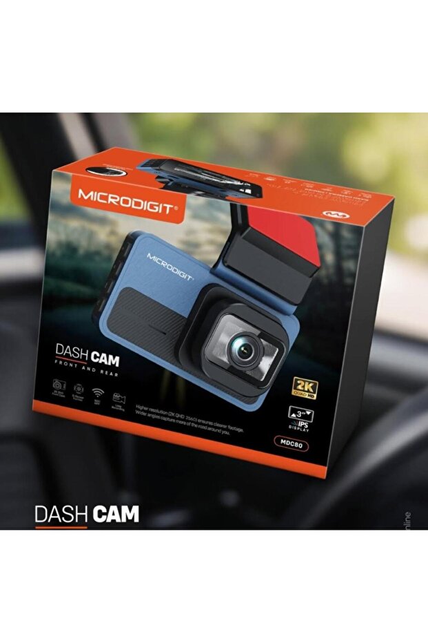 This product is a MDC80 Front and Rear Dash Cam with 2K Resolution. - 1