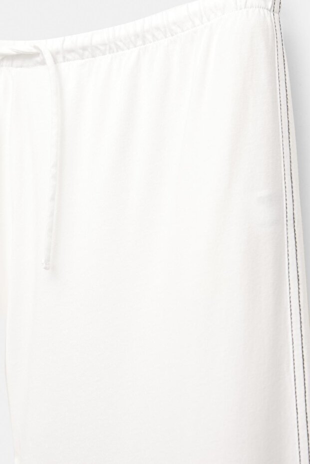 Kontrast dikişli geniş paça eşofman altı - 7