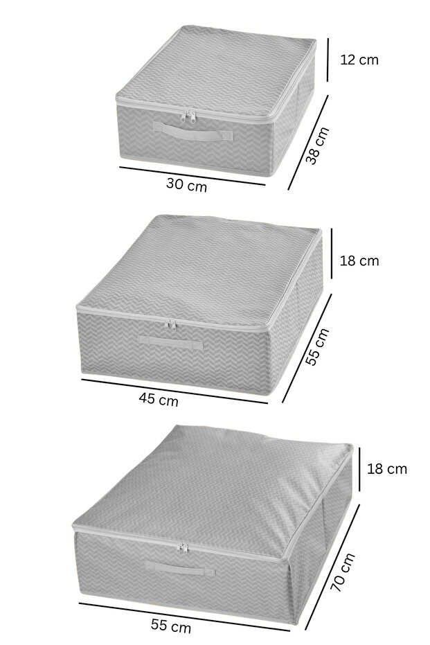 3 Size under Base Box Canisters |   Under Bed Organizer Storage Box with Lid and Zipper - 4