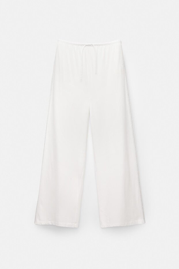 Kontrast dikişli geniş paça eşofman altı - 6