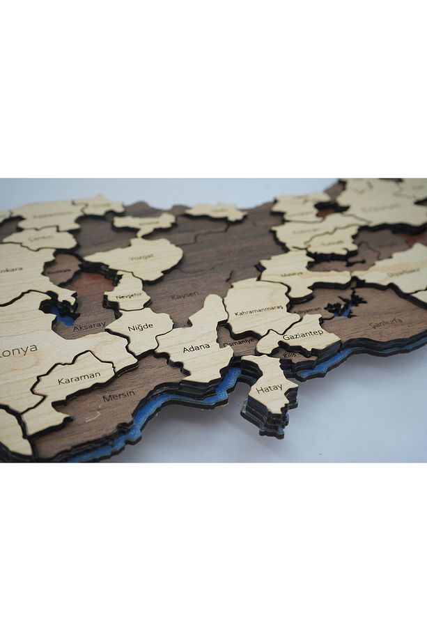 3 Boyutlu 3D Ahşap Mdf Dekoratif Detaylı Türkiye Haritası – Duvar Dekoru Tablosuz - 4