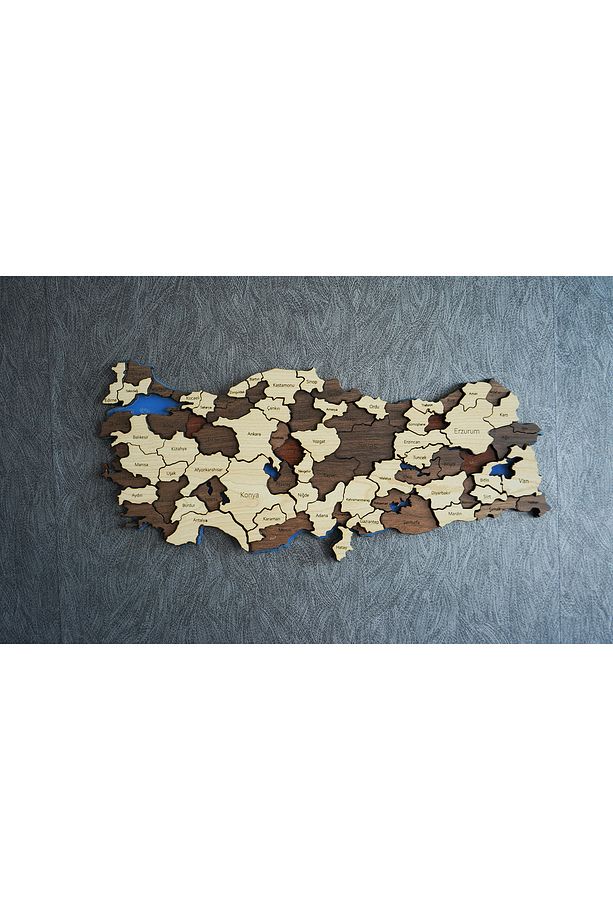 3 Boyutlu 3D Ahşap Mdf Dekoratif Detaylı Türkiye Haritası – Duvar Dekoru Tablosuz - 1