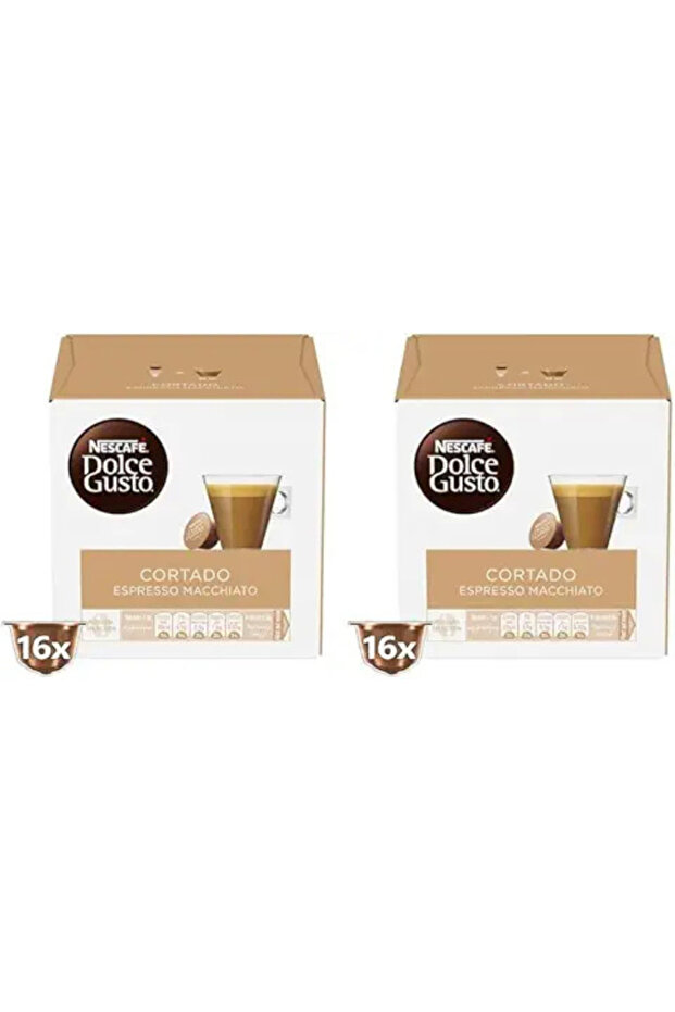 Nescafé Dolce Gusto Cortado Espresso Macchiato Pods – 2 Packs (16 Capsules Each) – Strong & Creamy