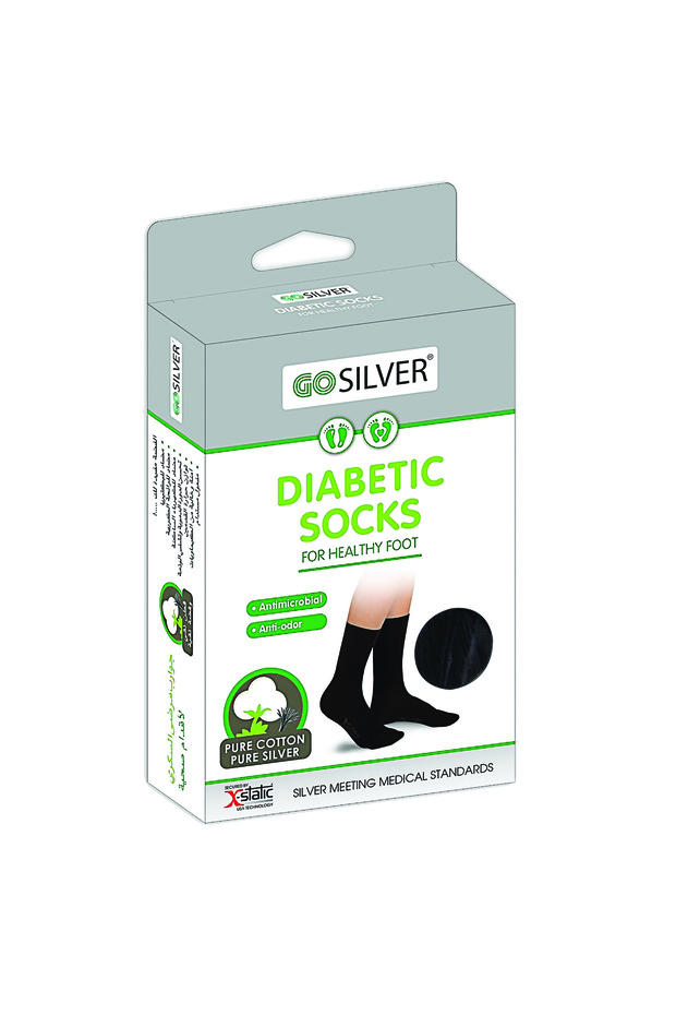 Go Silver Diabetic Socks Black Size 35/38