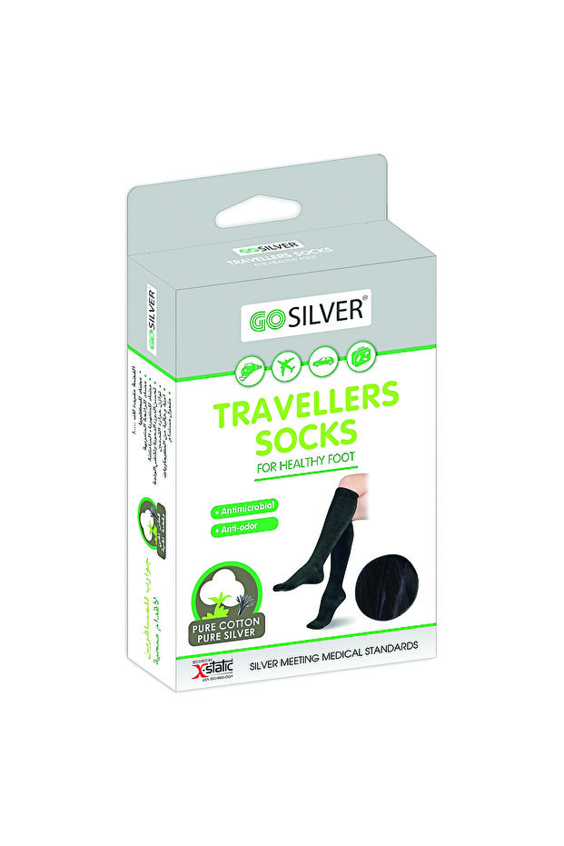 Go Silver Compression Socks for Traveling Black Size 39/42