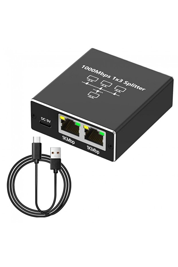 Ethernet çoklayıcı Splitter 1 giriş 3 Çıkış RJ45 Gigabit 1000 Mbps - 5