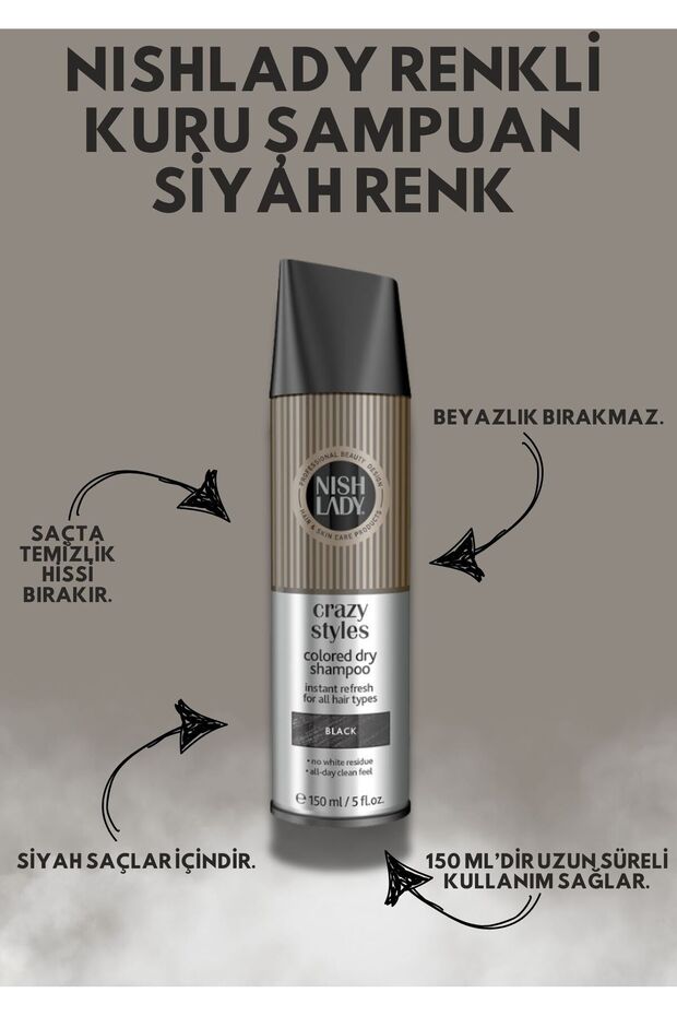 RENKLİ KURU ŞAMPUAN SİYAH RENK (150 ML) - 2