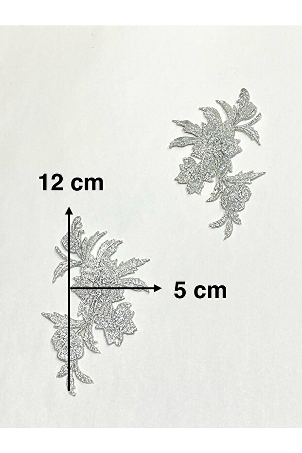 Silver Glitter Iron-On Embroidery Applique / Glitter Applique Set of 2 # 11