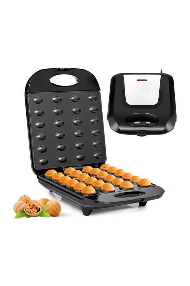 Electric Walnut Cookie Maker 1400W – 24pcs Nonstick Waffle Bread Machine, Double-Sided Heating