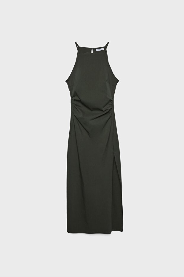 Halter Yaka Midi Elbise - 6