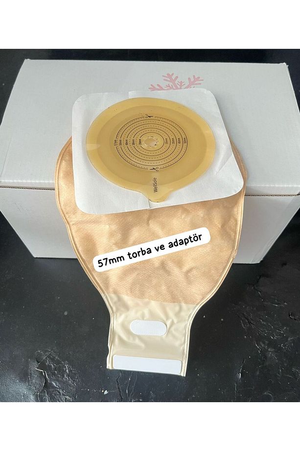 KOLOSTOMİ TORBASI 10 ADET VE ADAPTÖRÜ (STOMA) 10 ADET (57MM KESİLEBİLİR) - 1