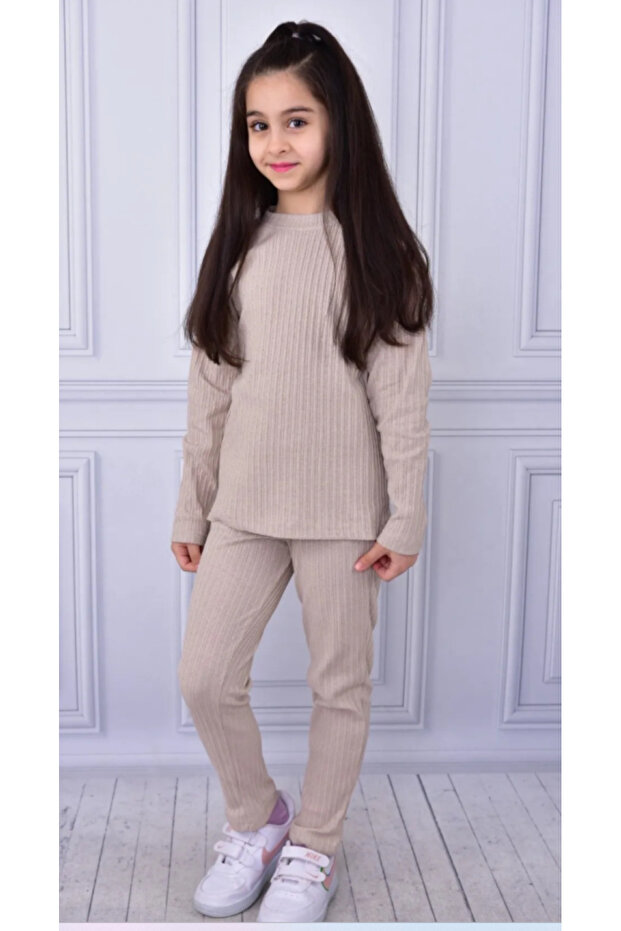 seasonal cotton long-sleeved chain braided female child bottom top suit