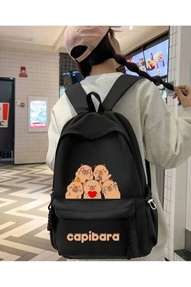 Capybara Printed Backpack School Bag