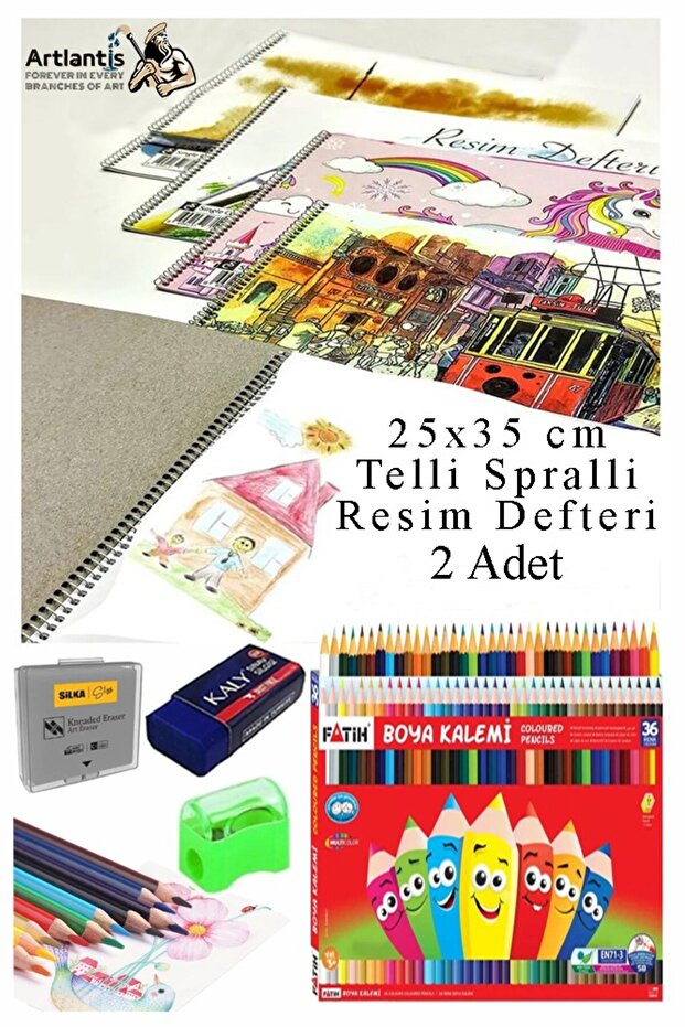 36 Colors Dry Paint Fatih 25X35Cm Ring Binder Spral Picture Notebook Dough Eraser Pencil Sharpener 15 Sheets Picture D
