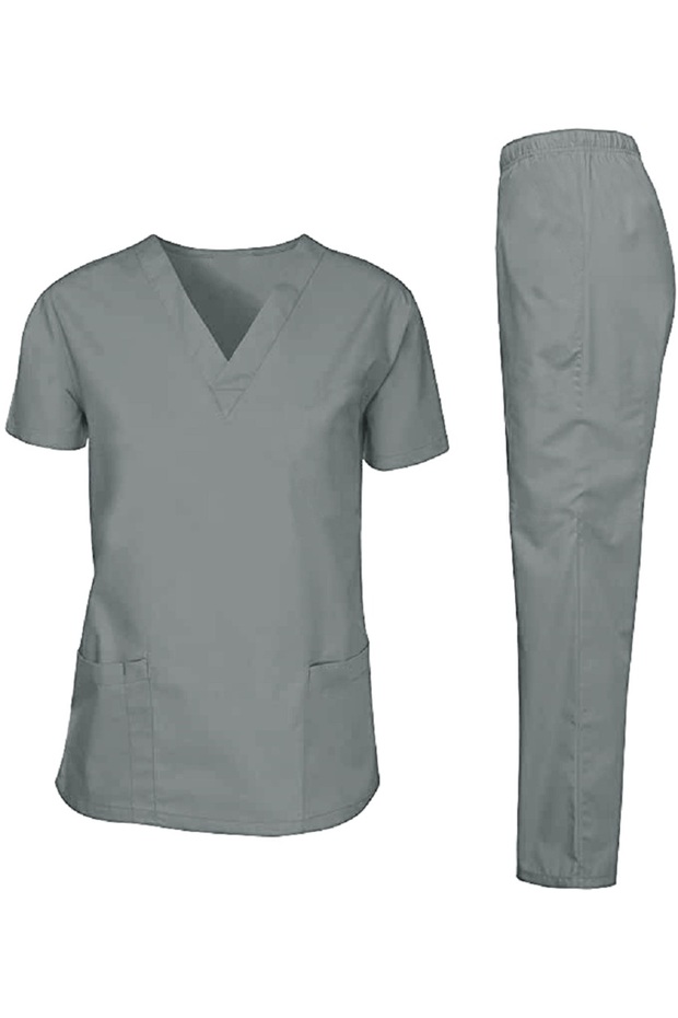 Women's Scrub Set with V-Neck Top and Trousers for Nanny, Housemaid, Nurse by Rannah's Uniform