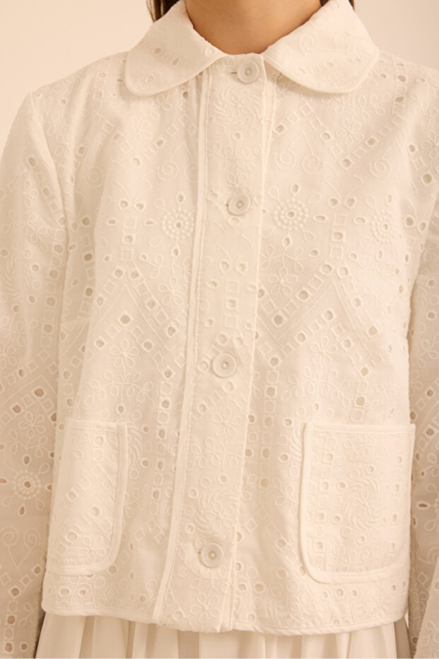 Cotton Brode Kısa Ceket - 6