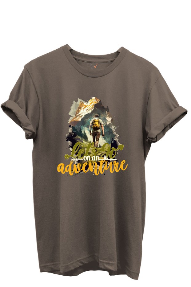 Let's Go on an Adventure Written Mountaineer and Nature Themed 100% Cotton Regular Fit Unisex T-Shirt