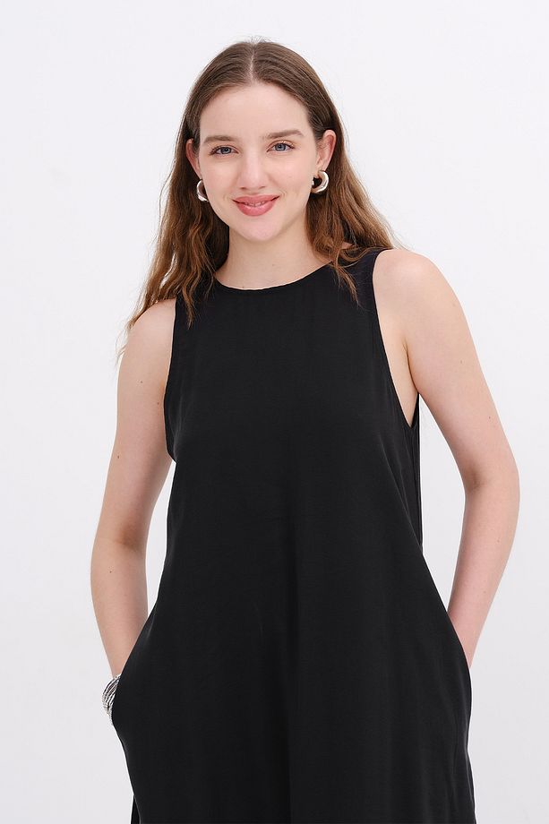 Bisiklet Yaka Uzun Elbise E13986 - 3