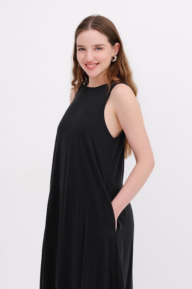 Bisiklet Yaka Uzun Elbise E13986 - 6