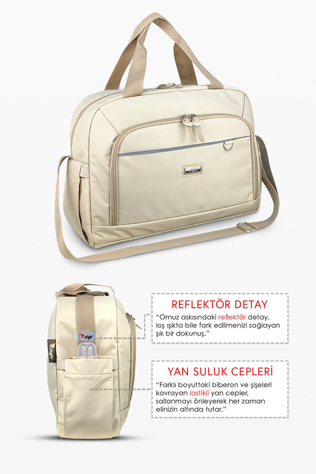 Urban X Pro Anne Bebek Bakım Kadın Çantası ve Yeni Doğan Çantası-Bej - 4