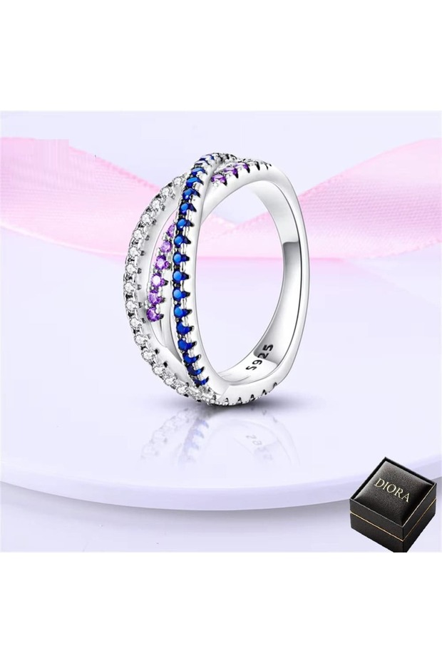 Aurora Tricolor Silver Ring - 6 - 5