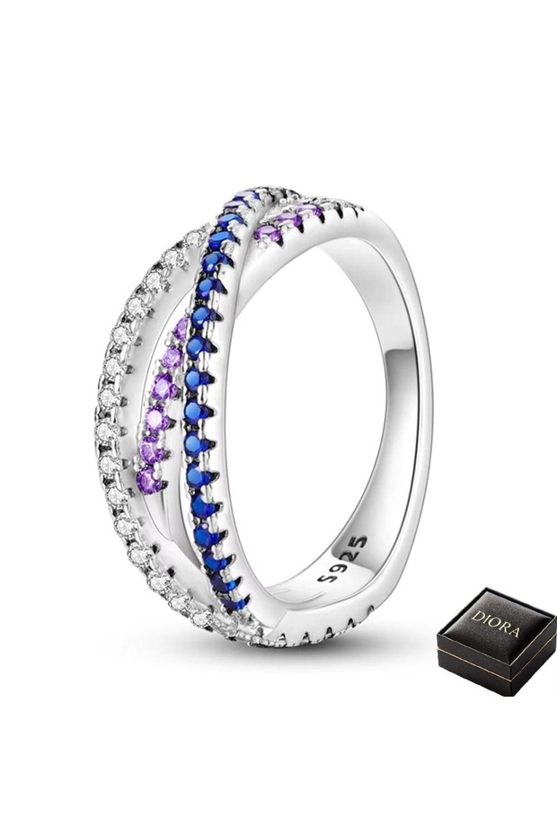 Aurora Tricolor Silver Ring - 6 - 2