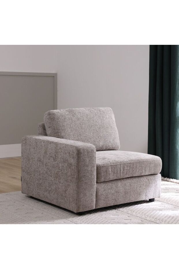 Odum 1 Seater Fabric Sofa with Left Arm - Brown L103xW99xH90cm