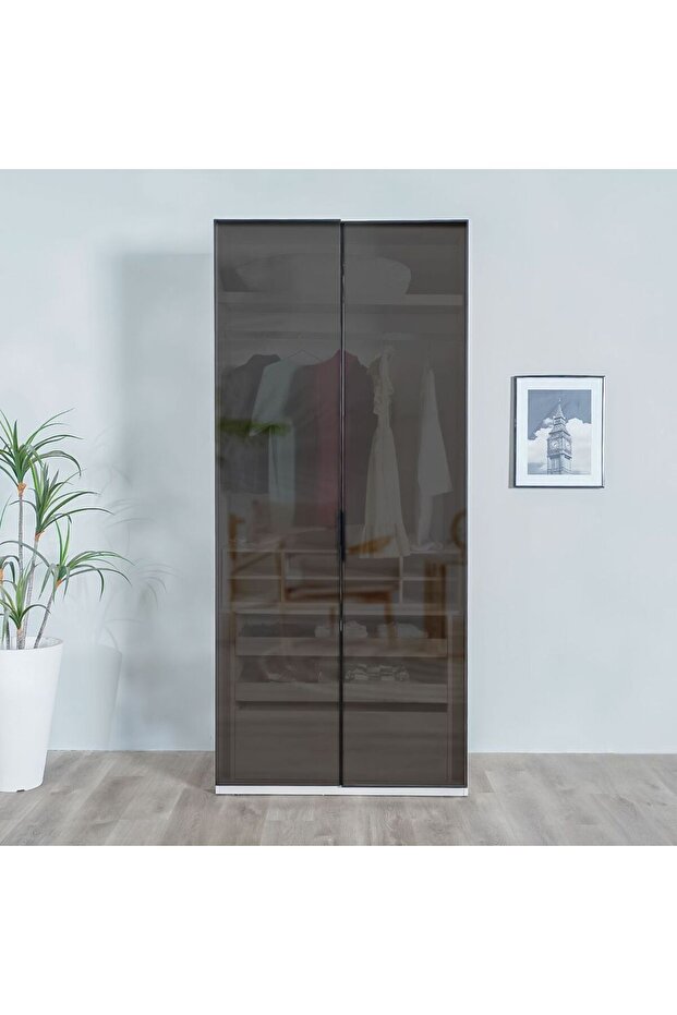 Defne 1-Meter Wardrobe - Cream/Black L101xW62xH231cm
