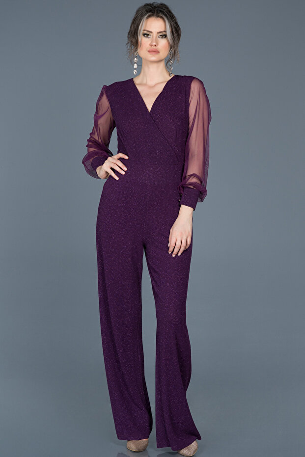 V-Neck Glitter Jumpsuit Abt36918