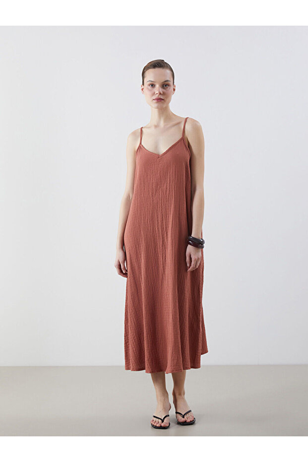 V Yaka Müslin Elbise - 2