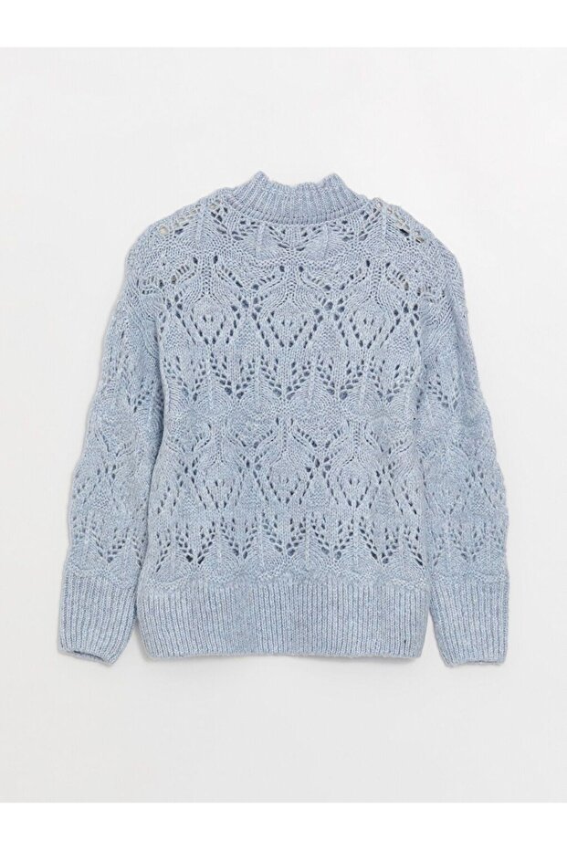 Yarım Balıkçı Yaka Ajurlu Uzun Kollu Hamile Triko Kazak - 2