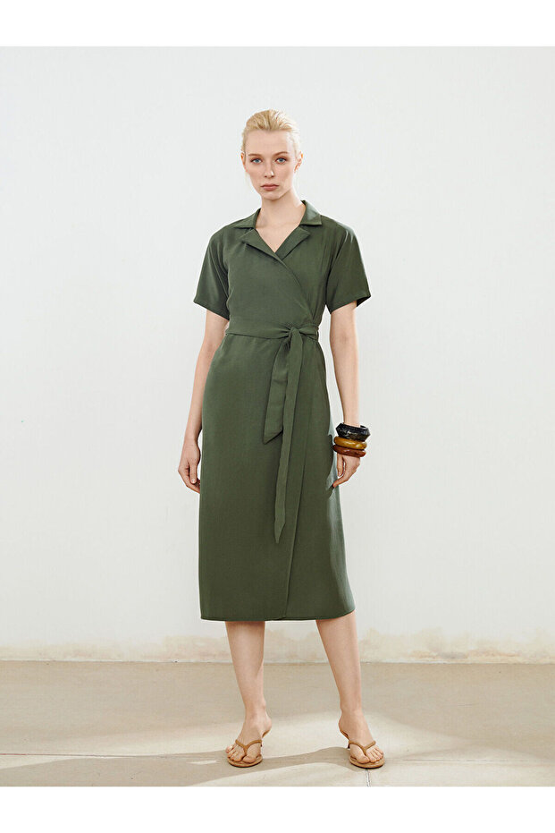 Nevavm Shirt Collar Belted Dress with a Difference