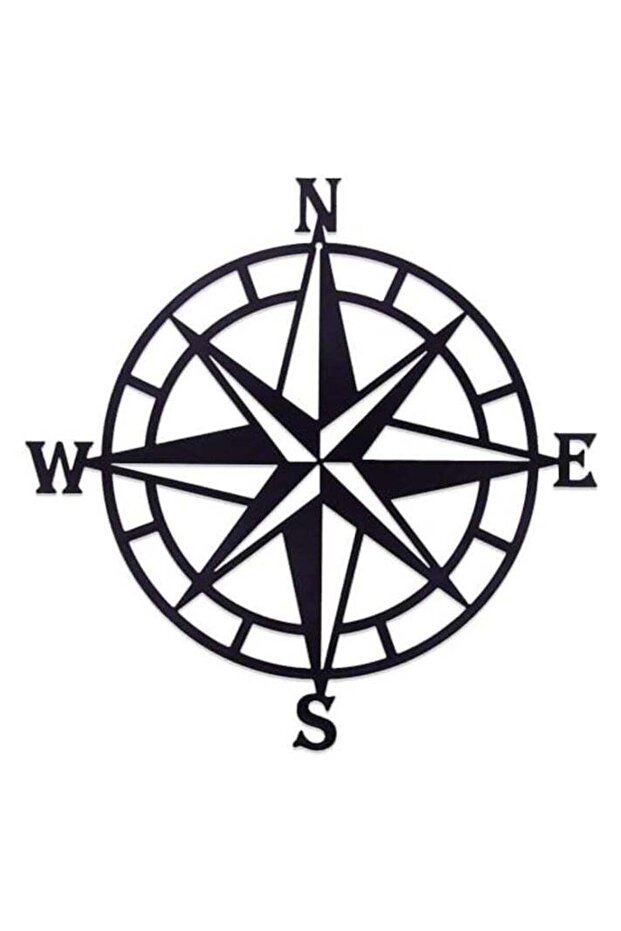 Wooden Wall Art With Self Adhesive Base - Black (Nautical Compass)