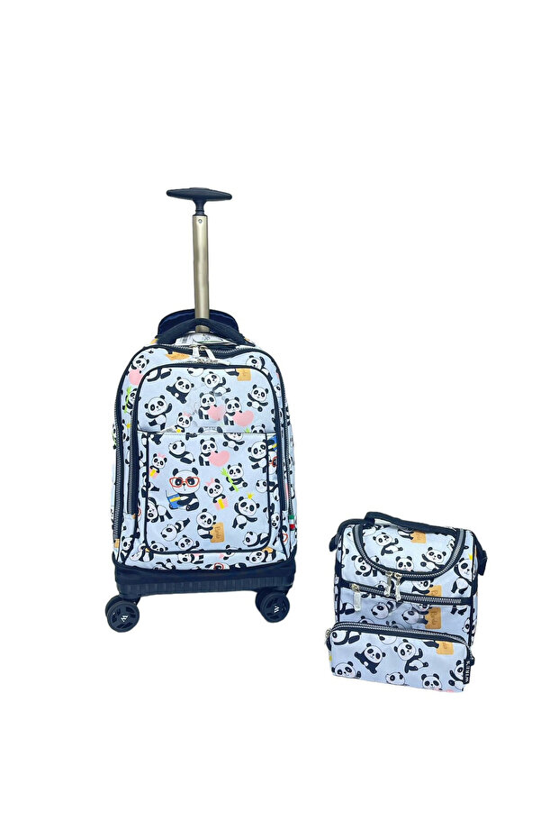Kids Rolling School Backpack Set, 3-Piece with Lunch Bag and Pencil Case, Spinner Wheels.