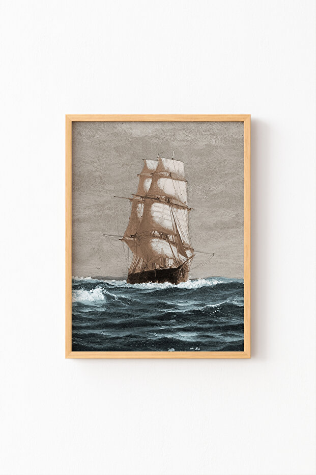 Sailing Ship on the Maine Coast - Wood Pattern Frame