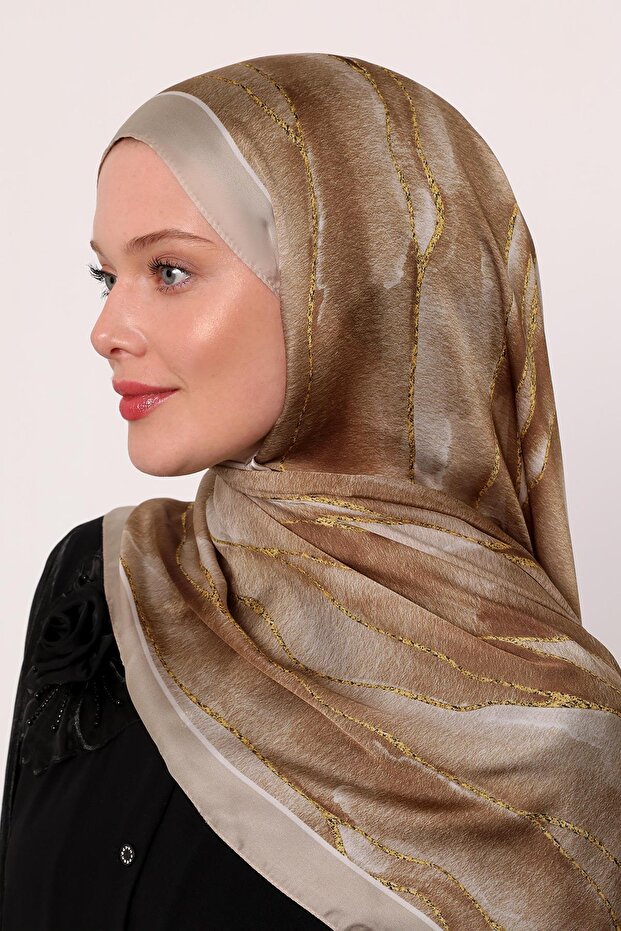 Hint İpeği Şal | Bej - 2