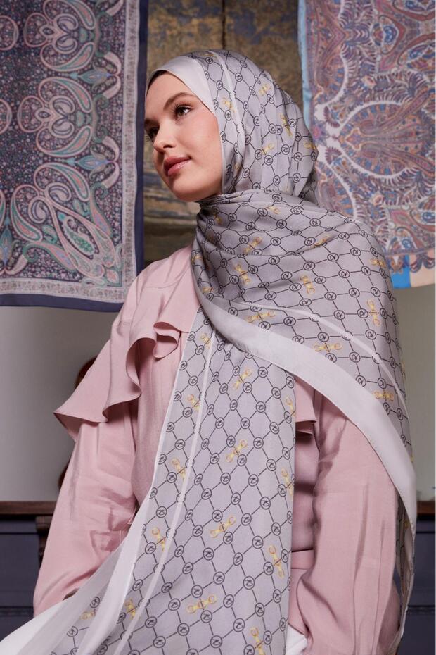 Hint İpeği Şal Ekru - 1