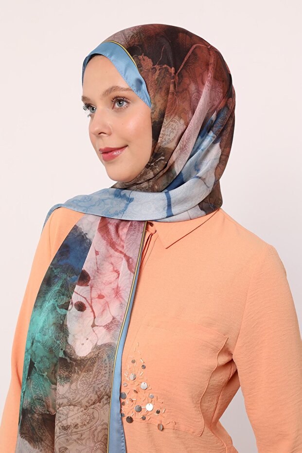 Hint İpeği Şal | İndigo - 2