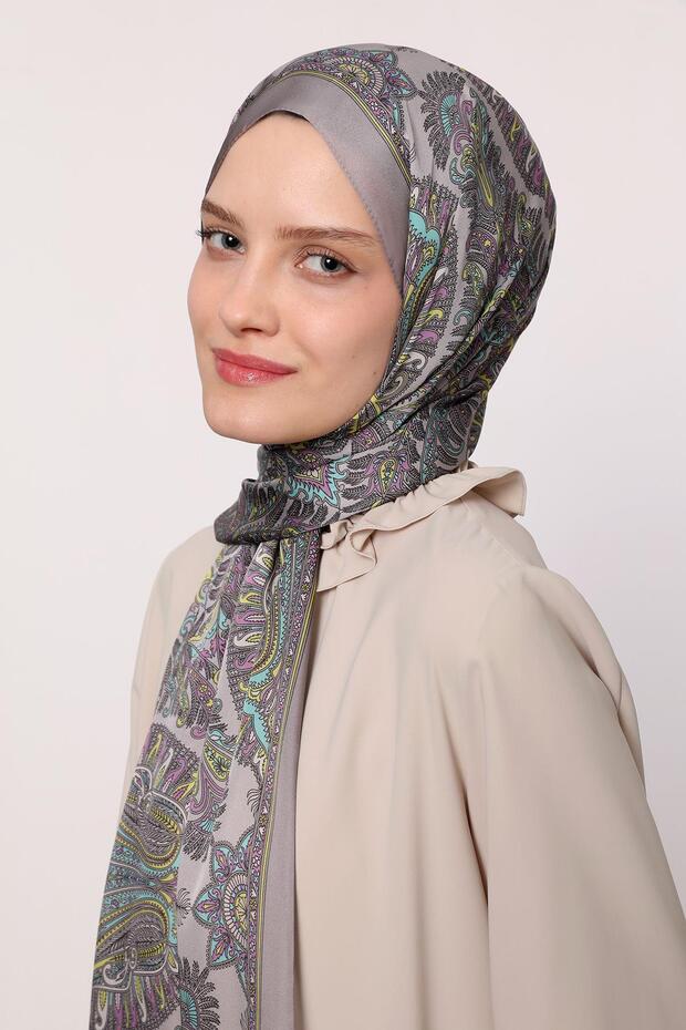 Hint İpeği Şal Gri - 2