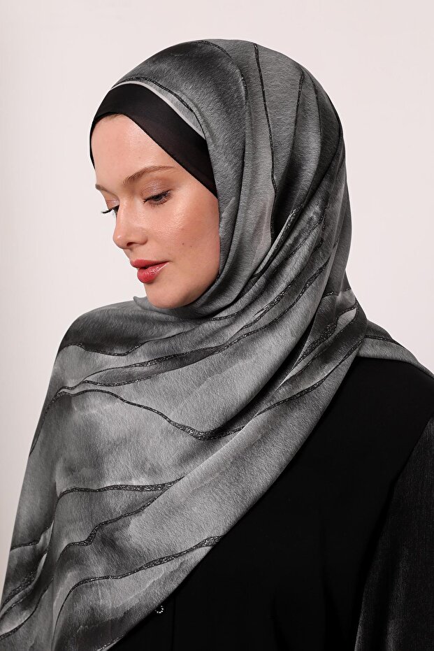 Hint İpeği Şal | Antrasit - 5