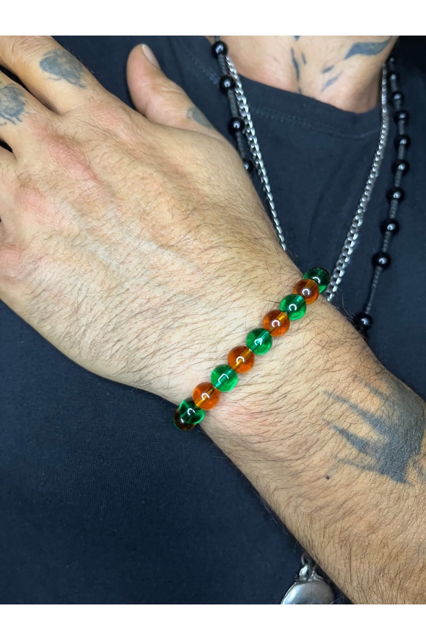 Gemini Sign Double Color Glass Natural Stone Bracelet