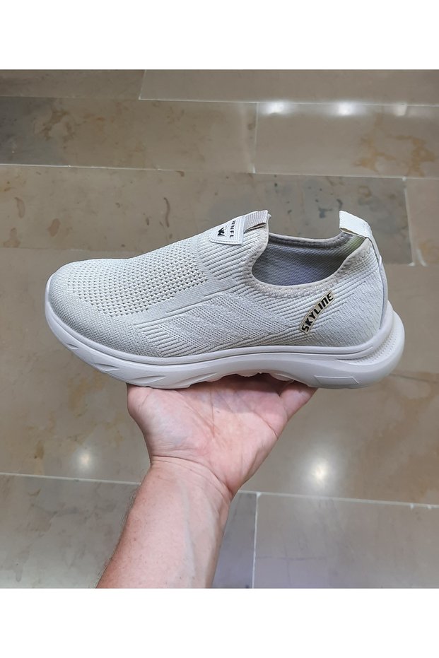 Unisex Men's Ultra Light Orthopedic Walking Sole Black-Beige Tricot Sneaker Sports Shoes